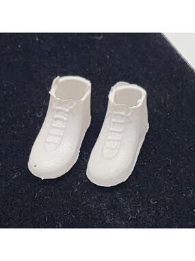 Vintage Skipper Francie Barbie White Ankle Boots Short Heeled 1960s